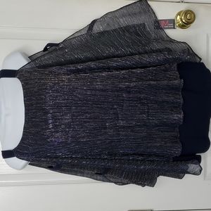 NWT Navy, black, silver JM Collection shimmer top with cold shoulder openings